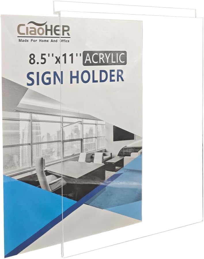 CiaoHER Acrylic Sign Holder for Slatwall, 8.5 x 11 inches, Letter Size (3pack)