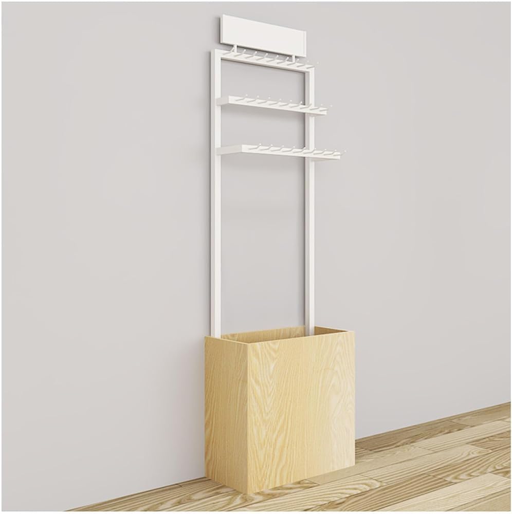 Robustes Gürtel-Aufbewahrungsregal, Gürtel-Präsentationsständer, Gürtelhalter, Herren-Schrankgürtel-Organizer, Boutique-Geschäft, Schalständer (Größe: 51 x 25 x 165 cm, Farbe: Weiß + Holzfarbe)