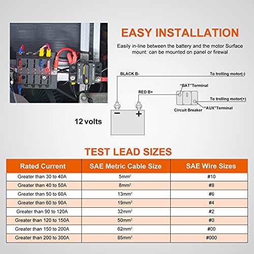 Bulvack 50 Amp Circuit Breaker With Manual Reset For Car Marine Trolling Motors Boat Atv Manual Power Protect For Audio System Fuse, 12V-48V Dc (50A) #TOP6