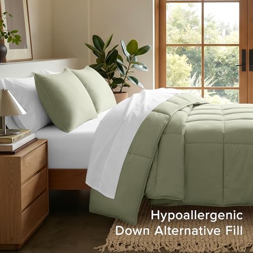 Image of Bare Home Comforter Set - Queen Size - Ultra-Soft - Goose Down Alternative - Premium 1800 Series - All Season Warmth (Queen, Sage)
