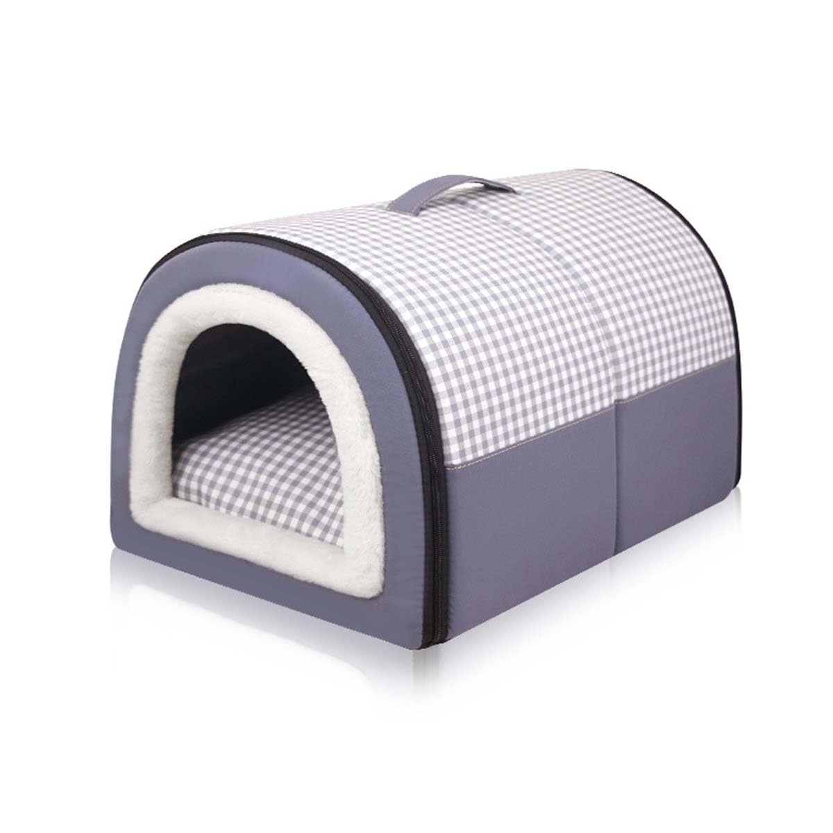 Danchen Dog Bed House, 2-in-1 Large Pet Igloo House with Calming Removable Cushion, Waterproof Non-Slip Foldable Dog Anti Anxiety Soft Warm Bed for Dogs Puppy Cats Rabbit (L:60 * 43 * 40cm,Blue)