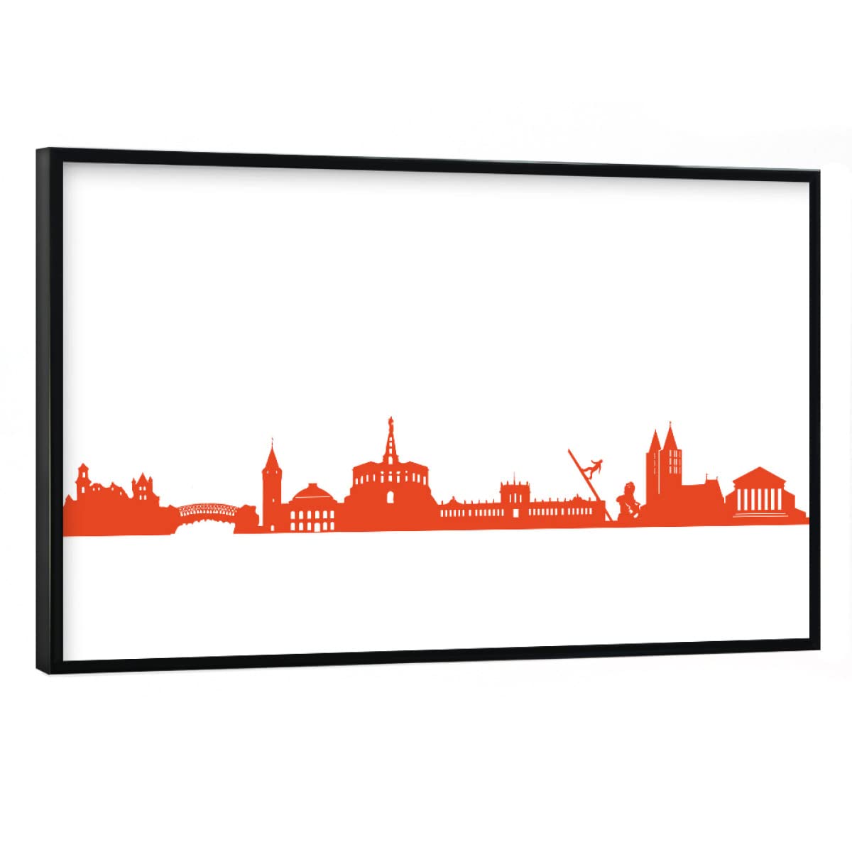artboxONE Poster mit schwarzem Rahmen 75x50 cm Städte Kassel Tangerine - Bild Kassel Skyline Stadt Scape 44spaces