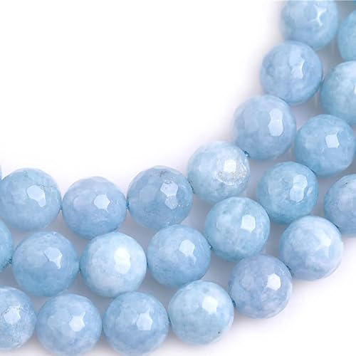 Miniatura 5 de JOE FOREMAN Cuentas de piedra natural redondas de jade de color aguamarina facetadas de 0.236in para hacer joyas, hebra de cuentas de 15 pulgadas,