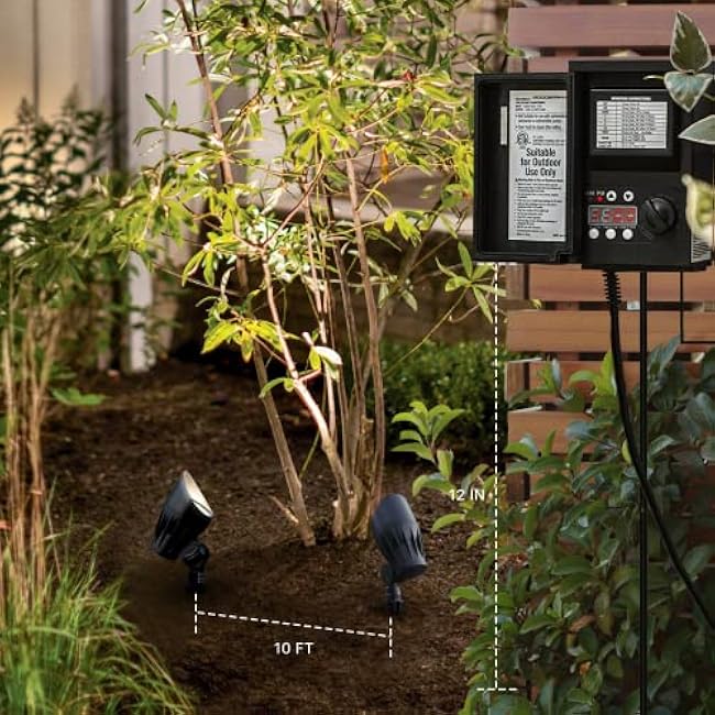 GOODSMANN Low Voltage Landscape Spotlights 5W LED Outdoor Floodlights 2700K Warm White Replaceable LED Outside Hardwired Lighting with Metal Stake Cable Connector Replaceable