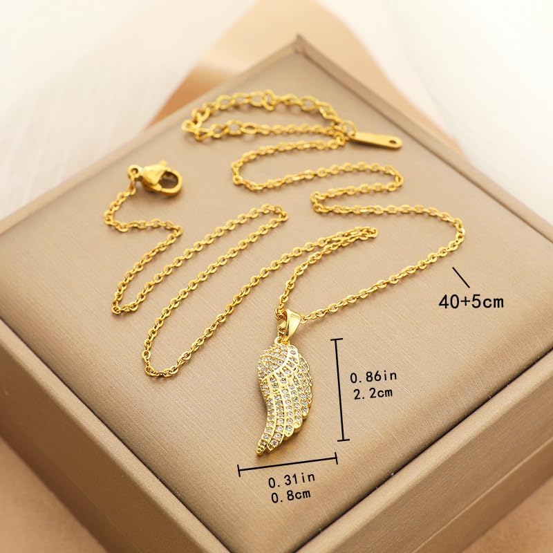 Lagava Star of David Necklace for Women, Dainty Cross Pendant Necklace Small Jewish Star Necklace Tiny Angel Wings Necklace 14K Gold Plated Hummingbird Necklace Jewelry for Women Gifts - Image 2