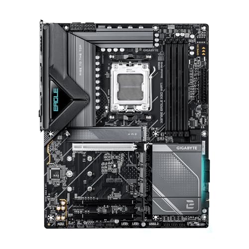 Image of GIGABYTE X870E Eagle X3D WF7 AMD AM5 ATX Motherboard, Supports AMD Ryzen 9000 /8000 /7000 Series, DDR5, 16+2+2 Power Phase, 4X M.2, PCIe 5.0, USB4 Type-C, WIFI7, 5 GbE, PCIe EZ-Latch, 5-Year Warranty