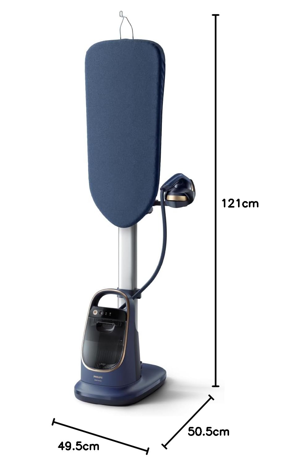 Philips All-in-One Zestaw do Prasowania 8500 – Deska z Regulacją Kąta, Technologia OptimalTEMP, Odłączana Podstawa, Zabija 99,9% Bakterii i Roztoczy, Ciemnoniebieski (AIS8530/20)