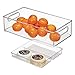 mDesign Stackable Kitchen Storage Organizer BPA Free Bin with Handle and Top Nesting Tray with Divided Compartments for Refrigerators, Freezers, Cabinets - 2 Pieces - Clear