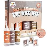 Coral, Orange, Purple Tie Dye Colors in Desert Dreams Tie Dye Kit (Tye Dye Kit). Custom Clothing Dye with 6 Refills for Multiple Projects, Soda Ash, Ties, Free Tie Dye Techniques Guide
