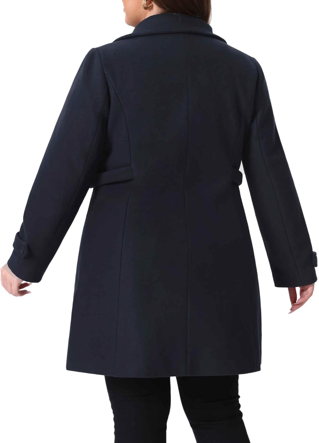Agnes Orinda Plus Size Winter Coats for Women Peter Pan Collar Single Breasted with Pockets Trench Peacoats Long Coat