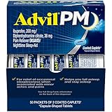 Advil PM Pain Reliever and Nighttime Sleep Aid, Pain Medicine with Ibuprofen for Pain Relief and Diphenhydramine Citrate for a Sleep Aid - 50x2 Coated Caplets