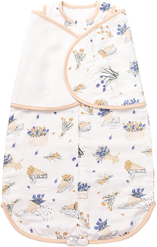 Sleepsack Baby Swaddle, 3-Way Adjustable Wearable Blanket 0-6 Months, Swaddles Newborn Infant Sleep Sack Soft Transition Rayon Cotton Swaddling Sleeping Bag, Flower