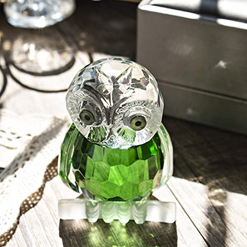 H&D Green Crystal Owl Figurine Collection Paperweight Table Centerpiece Ornament (2.7-Inch) #TOP5