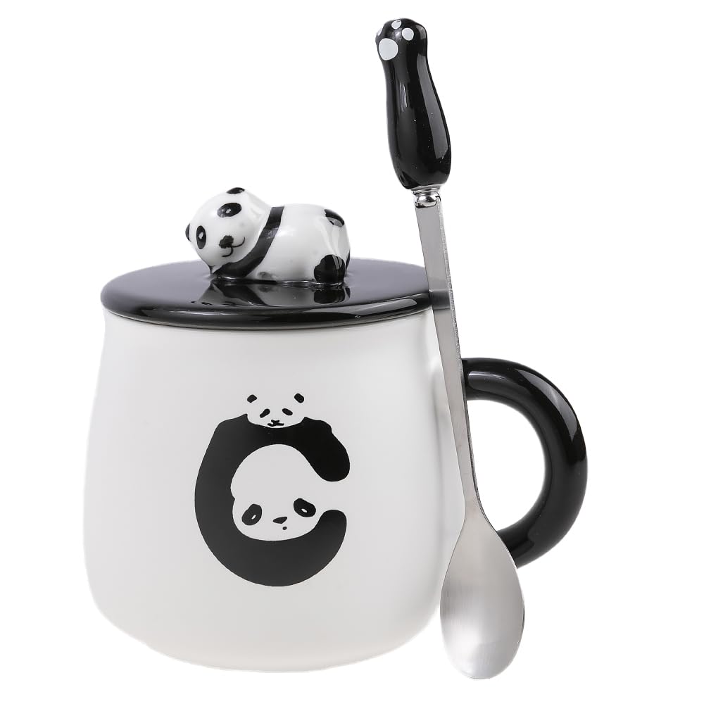 lachineuse Panda Collection Mug with Lid and Spoon Capacity: