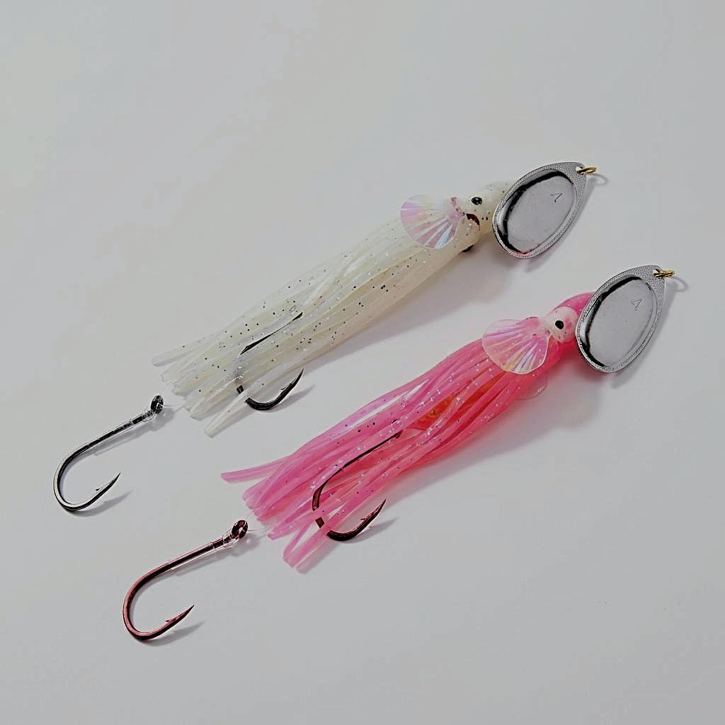 Squid Skirt Spinner Lure UV Gill Double Hooks Salmon Steelhead Bass