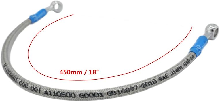 S SYUU 450mm 45cm M10 Reinforced Hydraulic Brake Oil Hose Line Banjo Fitting Stainless Steel End Braided Cable Compatible with for Motorcycle Pit Dirt Bike Enduro Motocross Street Bikes Sport Bikes