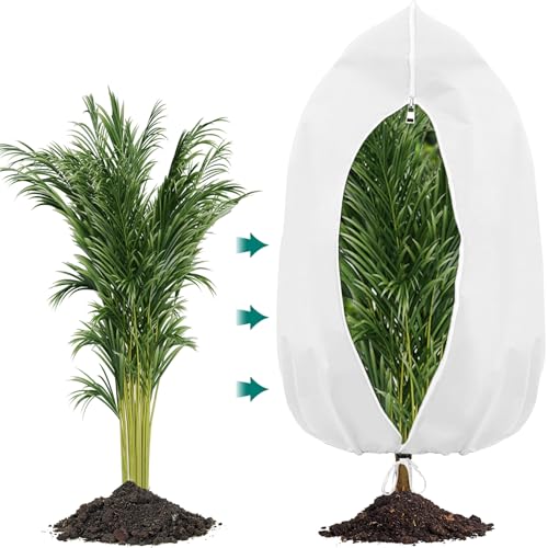 PHUSTJKL Winterschutz für Pflanzen 120x180cm Winterschutz für Kübelpflanzen Frostschutz, Atmungsaktiv Wiederverwendbar Pflanzenschutzhaube mit Zugband für Balkonpflanzen-Weiß, 1 Stücke
