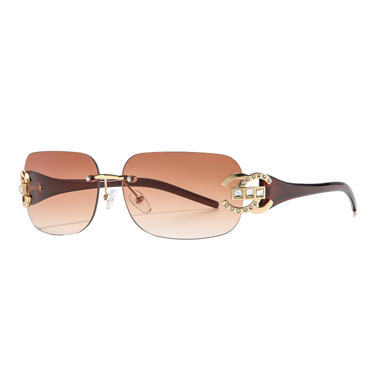 HJSTES Fashion Rimless-Sunglasses Women Rectangle Y2K Sunglasses