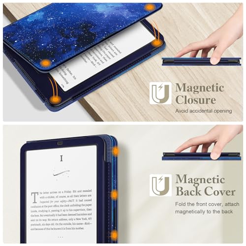 Image of Fintie Case for 7 inch /6.8 inch Kindle Paperwhite(12th /11th Generation-2024 /2021) and Kindle Colorsoft Signature Edition -Slim Foldable Stand Cover Auto Wake /Sleep for Paperwhite 2024, Starry Sky