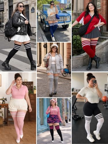 Image of LOUSGUTA Plus Size Thigh High Socks for Thick Thighs- Extra Long Womens Cable Knitted Over Knee High Leg Warmer