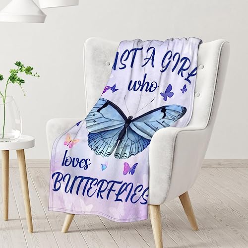 Butterfly Blanket Gifts - 30"x40" Cute Throw for Women, Girls - Purple Soft Fuzzy Blankets for Couch & Office