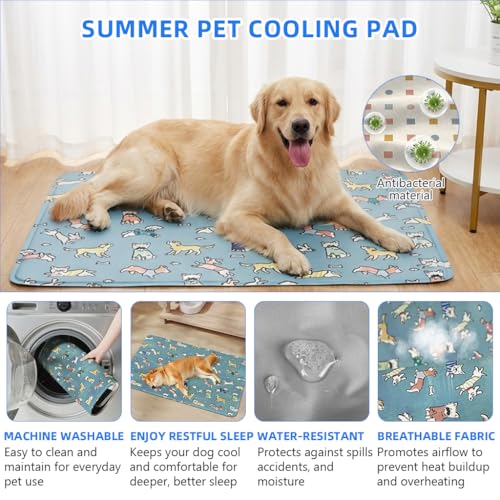 Image of Qpets Self-Cooling Pad for Dogs and Cats, Compatible with Pressure Activated Cooling mat Using ice Silk Fabric, Large Waterproof Design for Heat Stroke Prevention and Stay Cool Comfort Indoors