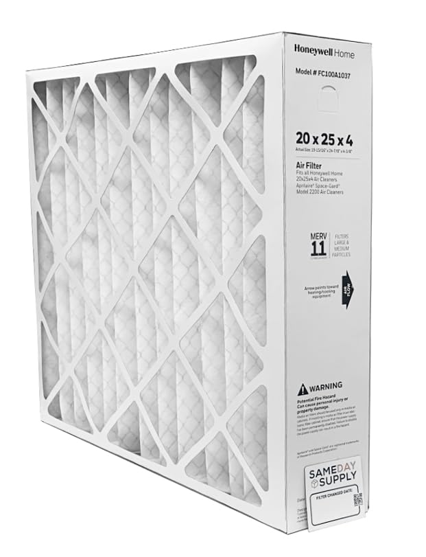 Honeywell FC100A1037-20 x 25 x 4 Pleated Air Filter MERV 11 Bundle with Same Day Supply Filter Change Reminder (1-Pack)