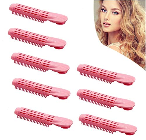 Natural Fluffy Hair Clip Hair,Volumizing Hair Root Clip,DIY Hair Styling Tool,Curler Fluffy Clamps Rollers (8 PACK, Pink)