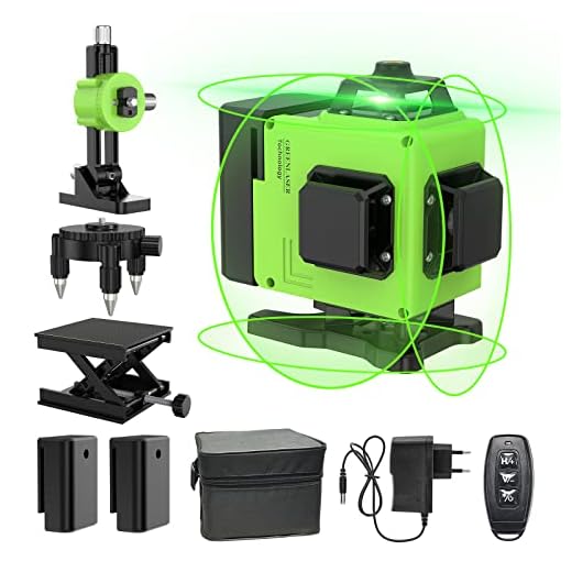 Nivel Laser Autonivelante 360°x 4 Verde Grados, 30M, P54, Base Magnética Giratoria 360°, Herramienta De Nivelación Profesional De Alta Precisión, 2 batería, Función de Pulso