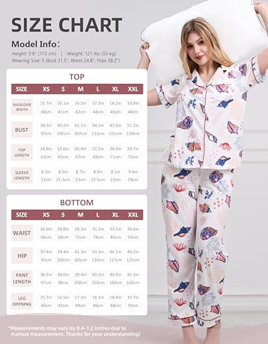 Image of NAP BOUND 100% Cotton Women's Pajama Sets Short Sleeve Button Down Soft Pjs 2 Piece Lounge Set with Pocket Nightwear XS-XXL