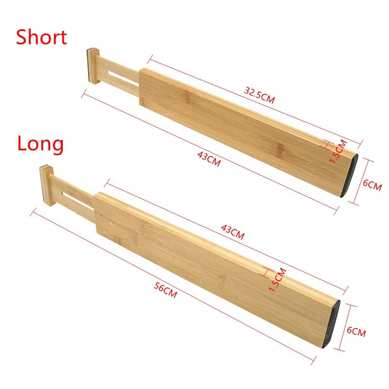 VIGAN Lot de 2/4 séparateurs de tiroir réglables en bambou pour chambre à coucher, cuisine, tiroir de rangement, séparateurs de tiroir extensibles pour placard, armoire (4 pièces/court)