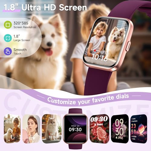 Image of Gydom Smart Watches for Women for Android & iPhone, Alexa Built-in, 1.8 inch Touch Screen Smartwatch with Heart Rate /SpO2 /Sleep /Stress Monitor, 3ATM Waterproof Fitness Tracker, 101+ Sports Modes, 2 Bands