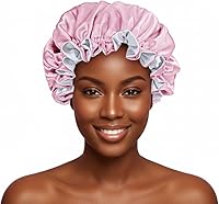 Vista 8 de Gorro de pelo para dormir, gorro de noche con clip ajustable, gorro reversible para el cabello para mujer, gorro de satén de seda