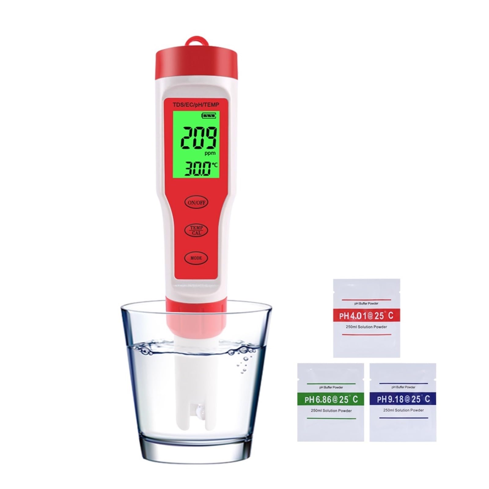 Tester miernika PH, 4 w 1 miernik PH/TDS/EC/temperatury Digitale Wasser Qualität Monitor Tester dla basenów, Trinken Wasser, Aquarien,Woda pitna, Hydroponika, SPA, Browarnictwo(With backlight)