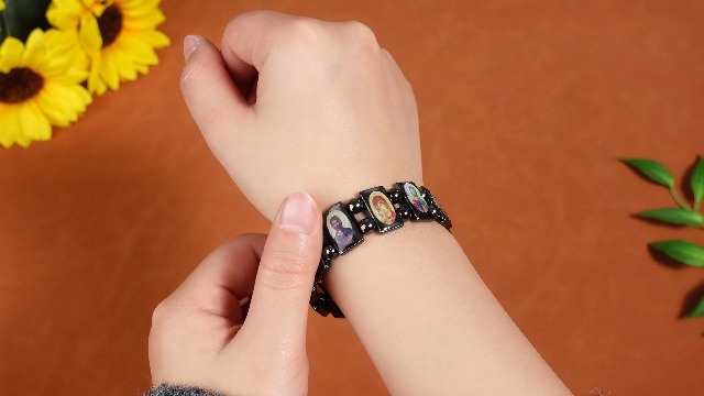 Pulsera cristiana de hematita ajustable 12 piezas miniatura 7