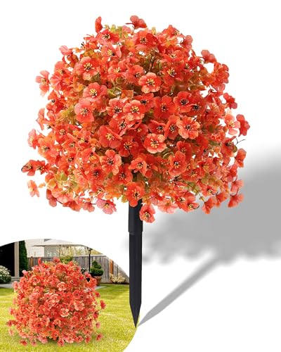 Qubigko Artificial Fall Flowers for Outdoor Decoration, 22" Silk Daisy Topiary Ball with Ground Stake, Waterproof & Fade Resistant Fake Shrub for Porch, Garden, Farmhouse & Courtyard Decor (Orange) Qubigko Artificial Fall Flowers for Outdoor Decoration, 22" Silk Daisy Topiary Ball with Ground Stake, Waterproof & Fade Resistant Fake Shrub for Porch, Garden, Farmhouse & Courtyard Decor (Orange)