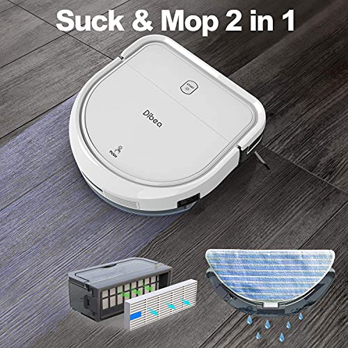 dibea Aspirateur Robot Navigation Intelligente avec Fonction d'essuyage Gyroscope Sols Durs Poils d'animaux 60dB Silencieux Auto-Chargement Anti-Chute Anti-Collision D500-A Plus - Image 3