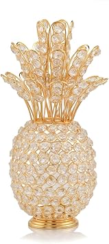 Modern Day Accents 5707 Pina Gold & Crystal Pineapple Sculpture with T-Lite.
