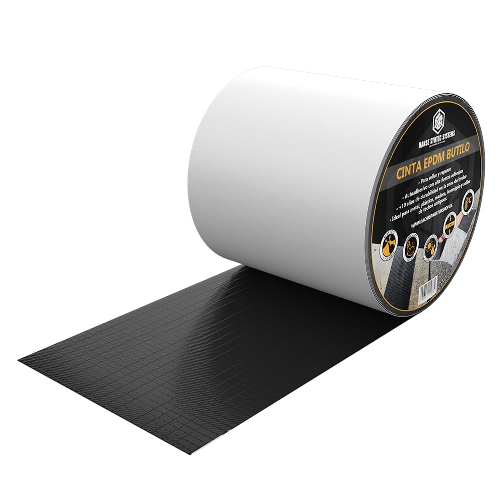HSS Cinta de Butilo EPDM reforzada con tejido (10cm x 5m), cinta impermeable, cinta de sellado de alta calidad, cinta de butilo, resistente al envejecimiento, a la corrosión y a los rayos UV