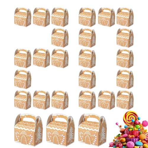 Generisch Cajas de galletas de Navidad - 20 unidades de contenedores festivos | Caja de golosinas de panadería de Navidad, para regalos de fiesta, pasteles, galletas, alimentos, cupcakes, brownies