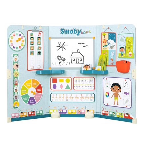 Smoby - School - Salle de Classe - Eleve/Maitresse - Triptyque - Nombreux Accessoires - A Partir de 3 Ans - Fabrication Française