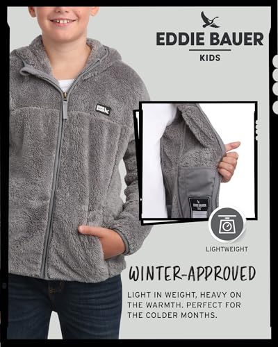 Image of Eddie Bauer Kids' Zip Up - Kids' Full Zip Ultra Soft Sherpa Fleece Hoodie Sweatshirt for Boys and Girls (5-20)