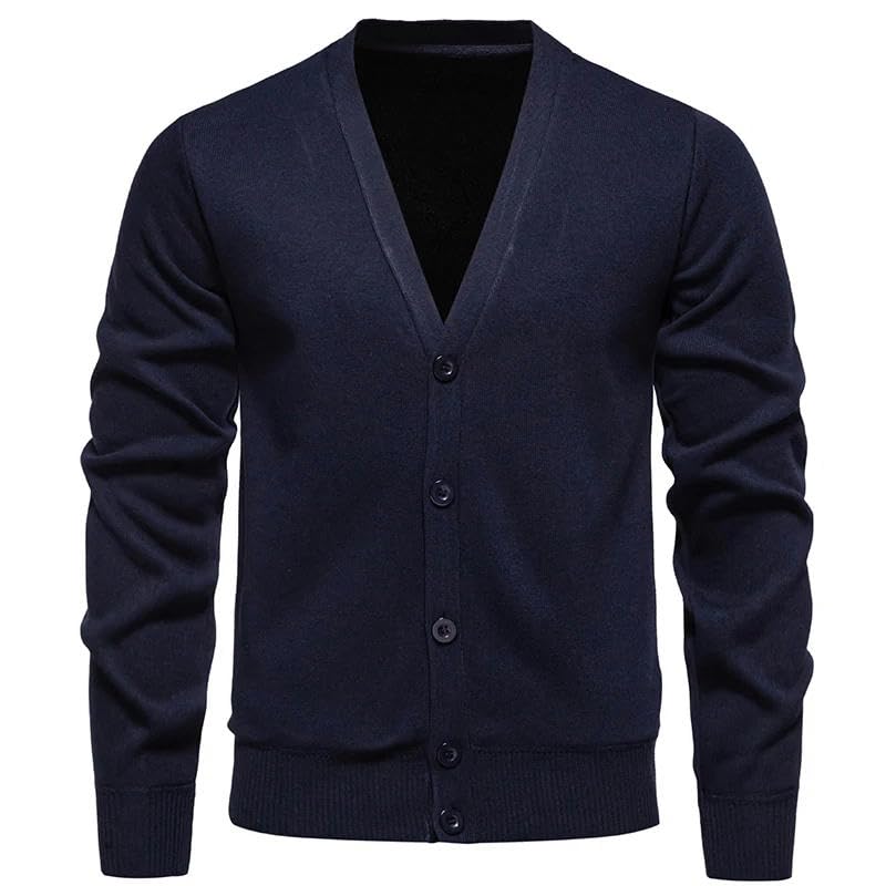 Men Sweater Business Casual Classic V-Neck Solid Color Cardigan Korean Knitwear Sweater2