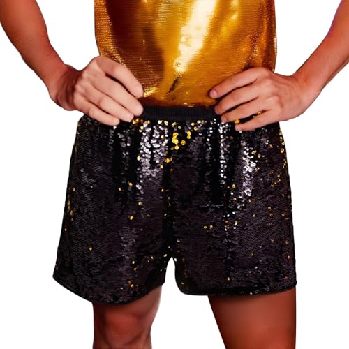 Pantalones cortos de lentejuelas para hombre ideales para brillar en fiestas y festivales
