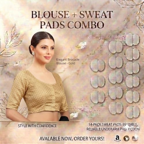 Image of Studio Shringaar Women's Zari Brocade Stitched Elbow Length Sleeves Saree Blouse