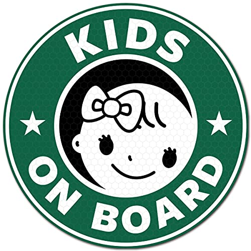 Exproud製 KIDS ON BOARD こどもが乗っています 超光 高輝度再帰反射ステッカー シール 直径15cm Lサイズ 女の子用 あおり運転対策L
