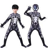 Reuyer Kids Halloween Costume Boys Superhero Cosplay Bodysuit for Children (Venom, L)