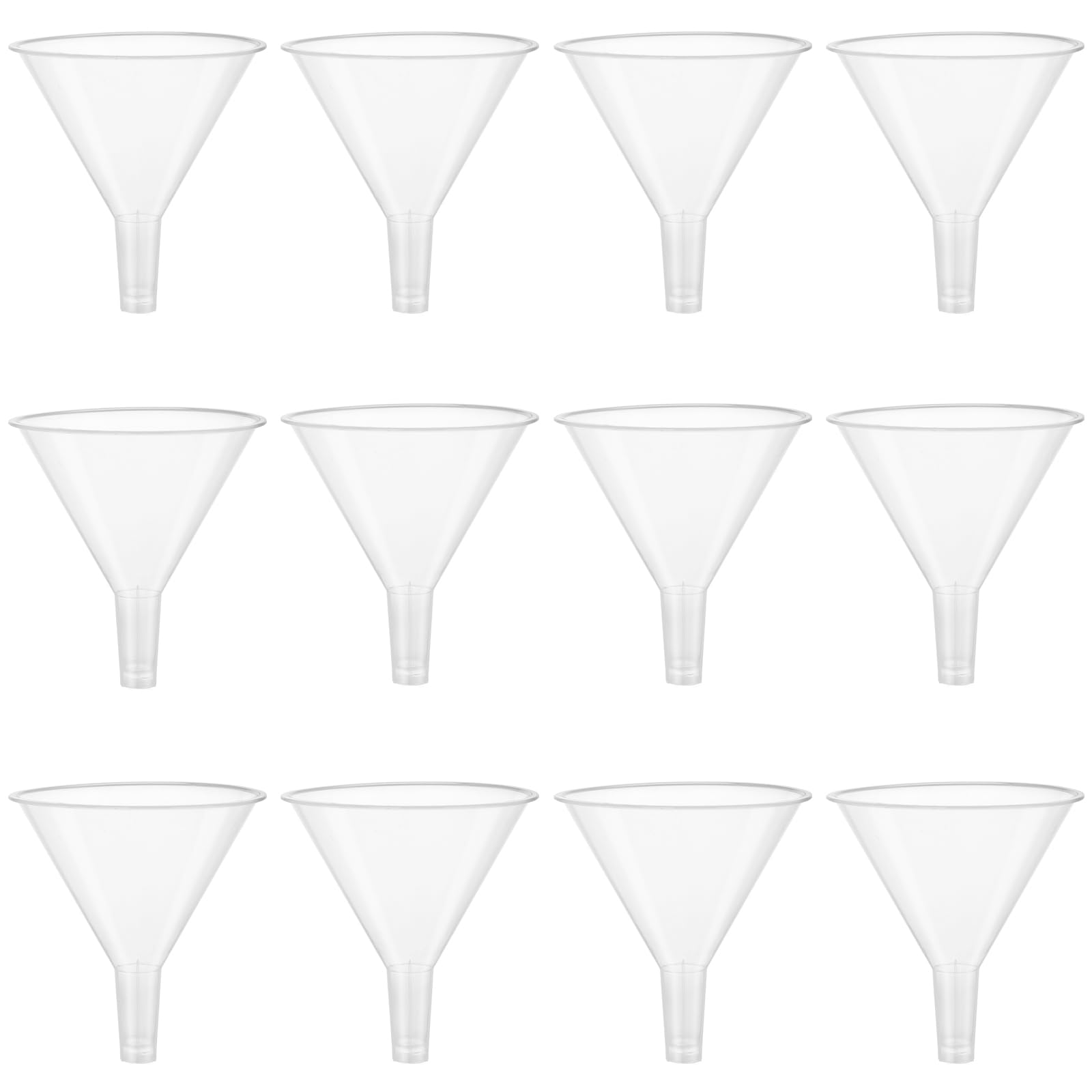 HAKZEON 12 PCS Plastic Funnels, 12cm Transparent White, Multi-Purpose