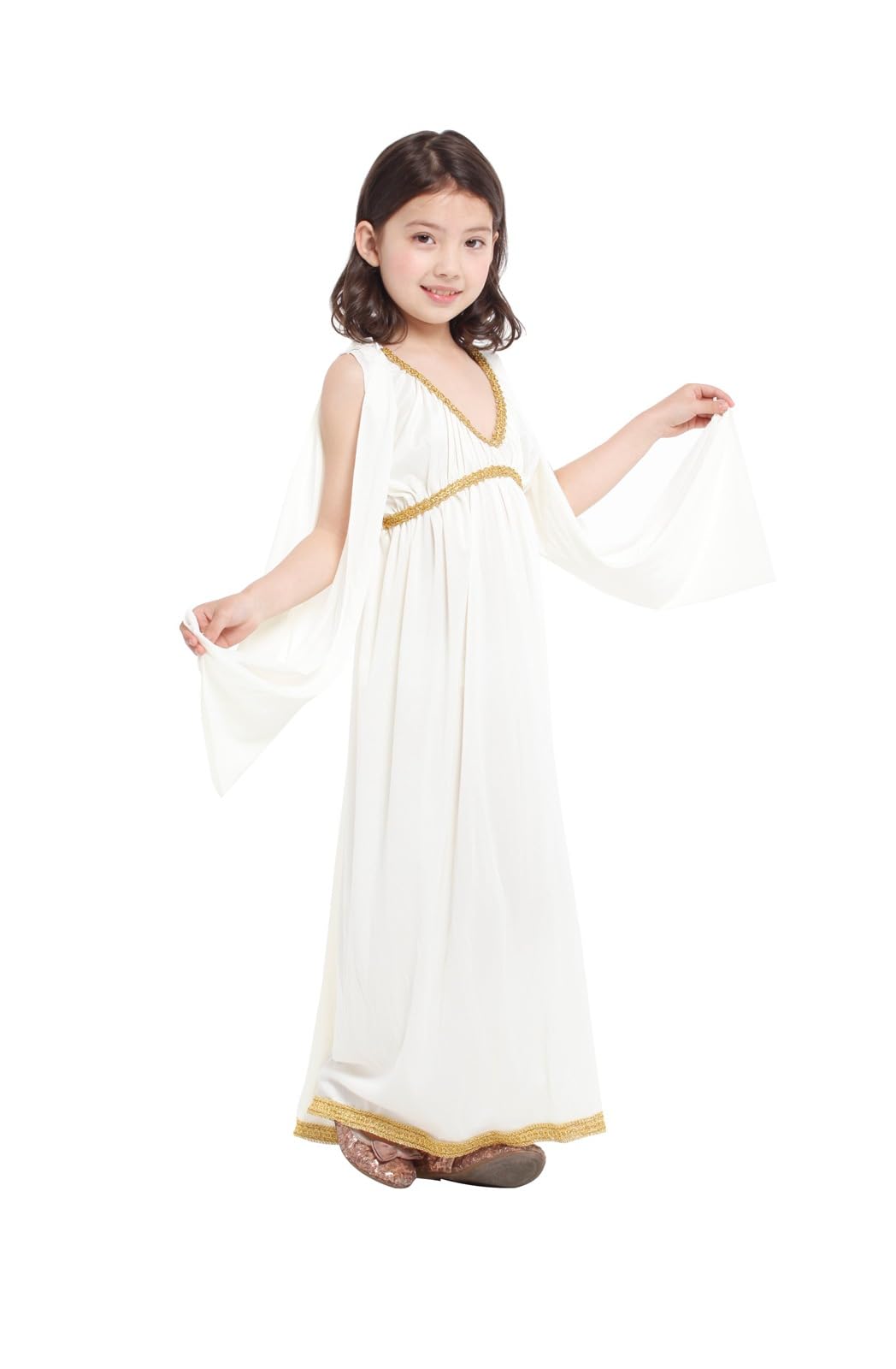 Kids Girls Roman Goddess Costume Children Deluxe Classic Toga Costume 2 PCS Halloween Greek Goddess Costume Set