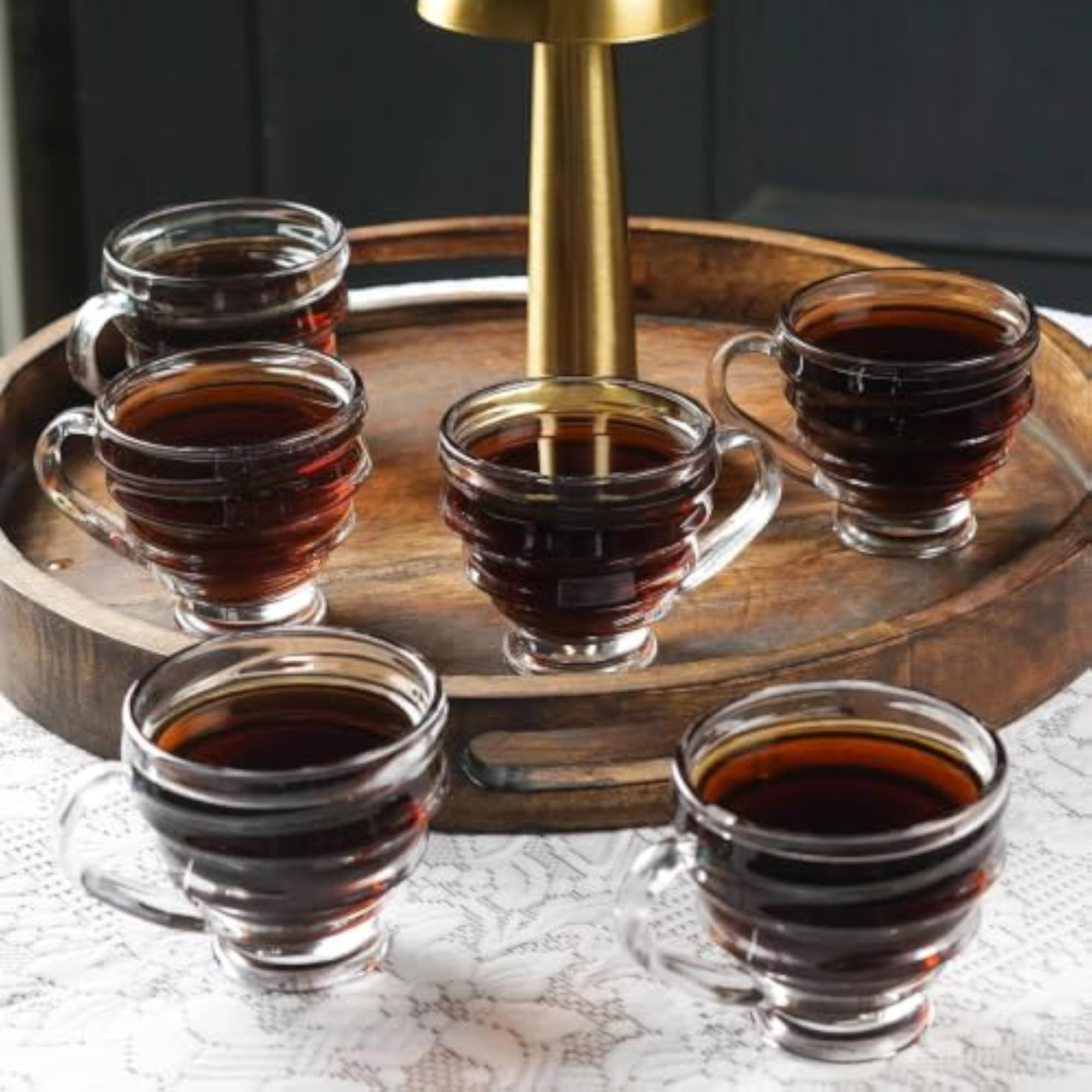Glass Tea Cups Set of 6, Transparent for Hot & Cold Drinks